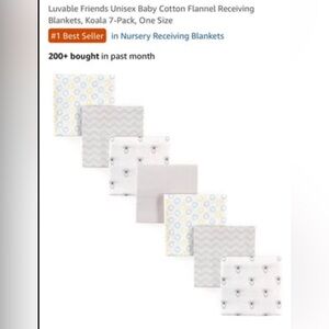 Luvable Friends Unisex Cotton Flannel Receiving Blankets - 7 Pack